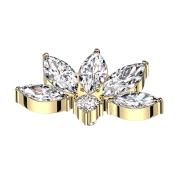 Dermal Anchor, Half Lotus Flower, Gold-Plated, Crystals,...