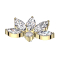 Dermal Anchor, Half Lotus Flower, Gold-Plated, Crystals, Silver
