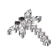 Ancoraggio cutaneo Libelle argento con cristalli argento