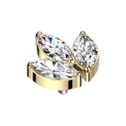 Anello cutaneo placcato oro con tre cristalli ovali...