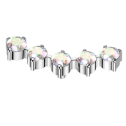 Dermal Anchor gebogen silber fünf runde Kristalle...