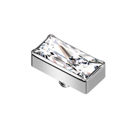 Ancrage cutané rectangulaire argent cristal argent