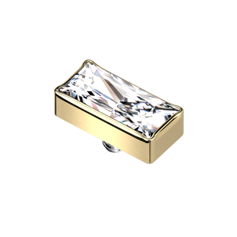 Rectangular Gold-Plated Crystal Silver Dermal Anchor