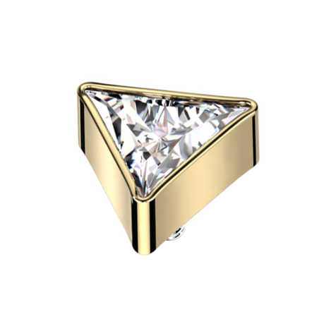 Anello cutaneo triangolare placcato oro con cristallo argento