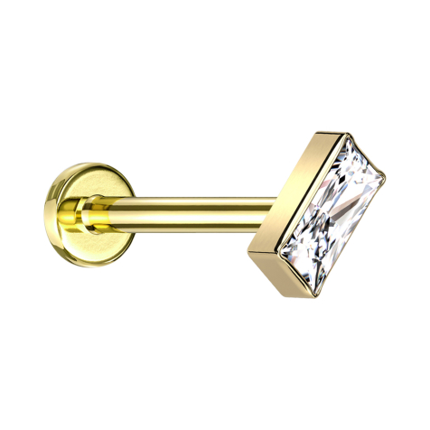 Micro Labret internal thread gold-plated rectangular gold-plated crystal silver