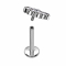 Micro Labret, Internal Thread, Silver, Fan-Shaped, Silver, with Five Silver Crystals