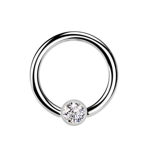 Micro Closure Ring silver cylinder crystal silver
