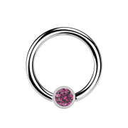 Micro Closure Ring silber Zylinder Kristall pink