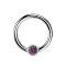 Micro Closure Ring silver cylinder crystal light purple