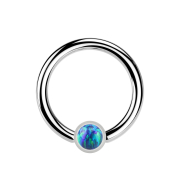 Micro Closure Ring silber Zylinder Opal blau