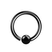Micro Closure Ring schwarz mit Kugel einseitig fixiert
