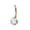 Bastoncino a banana senza filettatura placcato in oro con cristallo incastonato in argento