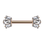 Barbell rose gold with two attachments three Baquette...