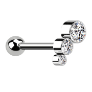 Micro Barbell Threadless argent avec boule et trois...