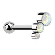 Micro Barbell Threadless argento con sfera e tre opali...