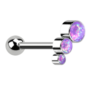 Micro Barbell Threadless argento con sfera e tre opali...