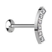 Micro Threadless UFO Labret silver curved six crystals...