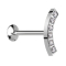 Micro Threadless UFO Labret silver curved six crystals silver
