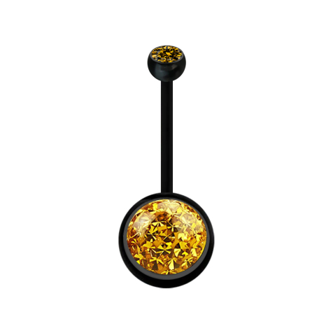 Banana black with ball crystal topaz and ball crystal topaz epoxy protective layer