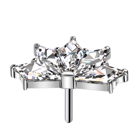 Threadless Fächer silber fünf Diamant Kristalle silber