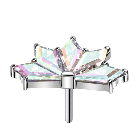 Threadless Fächer silber fünf Diamant Kristalle multicolor