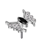 Threadless Schmetterling silber Kristall schwarz