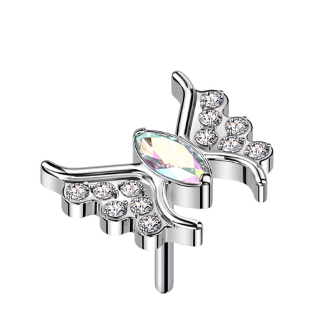 Threadless Schmetterling silber Kristall multicolor