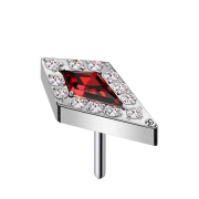 Threadless Diamant silber grosser Kristall rot