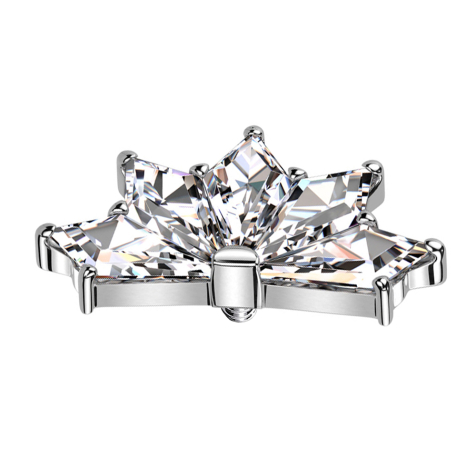 Dermal Anchor Fächer silber fünf Diamant Kristalle silber