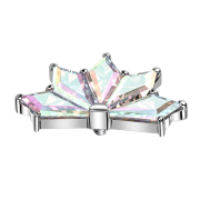 Dermal Anchor ventaglio argento cinque cristalli diamante...