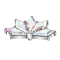 Ancrage cutané en forme déventail, argenté, avec cinq cristaux en forme de diamant multicolores