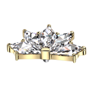 Dermal Anchor Fan, Gold-Plated with Five Diamond...