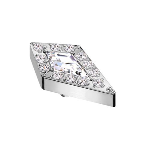 Dermal Anchor, Diamond, Silver, Large Crystal, Silver