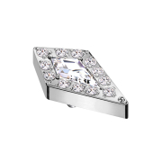 Dermal Anchor, Diamond, Silver, Large Crystal, Silver