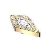 Dermal Anchor, Diamond, Gold-Plated, Large Crystal, Silver