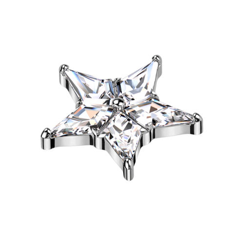Dermal anchor star silver crystals silver
