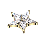 Dermal Anchor Stern vergoldet Kristalle silber