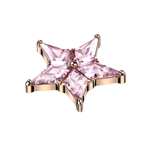 Dermal Anchor Star Rose Gold Crystals Pink