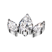 Dermal Anchor silber zwei Ovale und ein Tropfen Kristall...