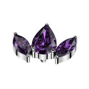 Dermal Anchor silber zwei Ovale und ein Tropfen Kristall...