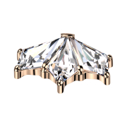 Anello Dermal Anchor a ventaglio, oro rosa, tre cristalli...