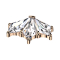 Anello Dermal Anchor a ventaglio, oro rosa, tre cristalli a forma di diamante, argento