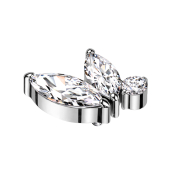 Ancrage dermique argenté deux cristaux ovales...