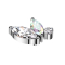 Dermal Anchor silber zwei Ovale Kristalle silber und multicolor ein runder Kristall silber