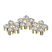 Ancoraggio cutaneo placcato oro con tre fiori e cristalli...