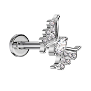 Micro Labret filettatura interna argento Farfalla argento...