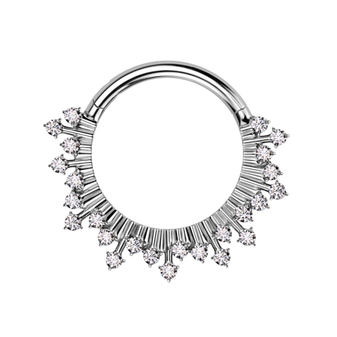 Micro Segmentring klappbar silber Strahlen mit Kristallen silber