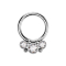 Micro segment ring hinged silver four balls three round crystals silver