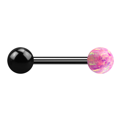 Barbell noir avec boule et boule opale rose