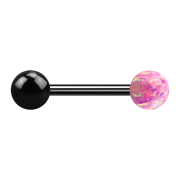 Barbell schwarz mit Kugel und Kugel Opal pink